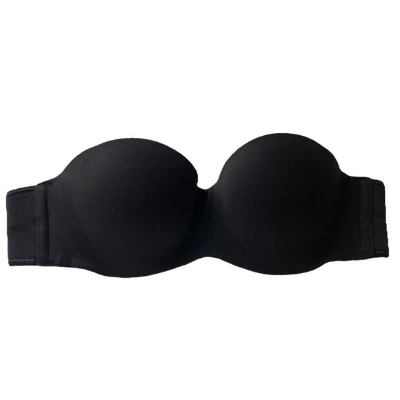 Victoria's Secret Lined Strapless Bra Lightly Padded Black Underwire 34A - Picture 1 of 10
